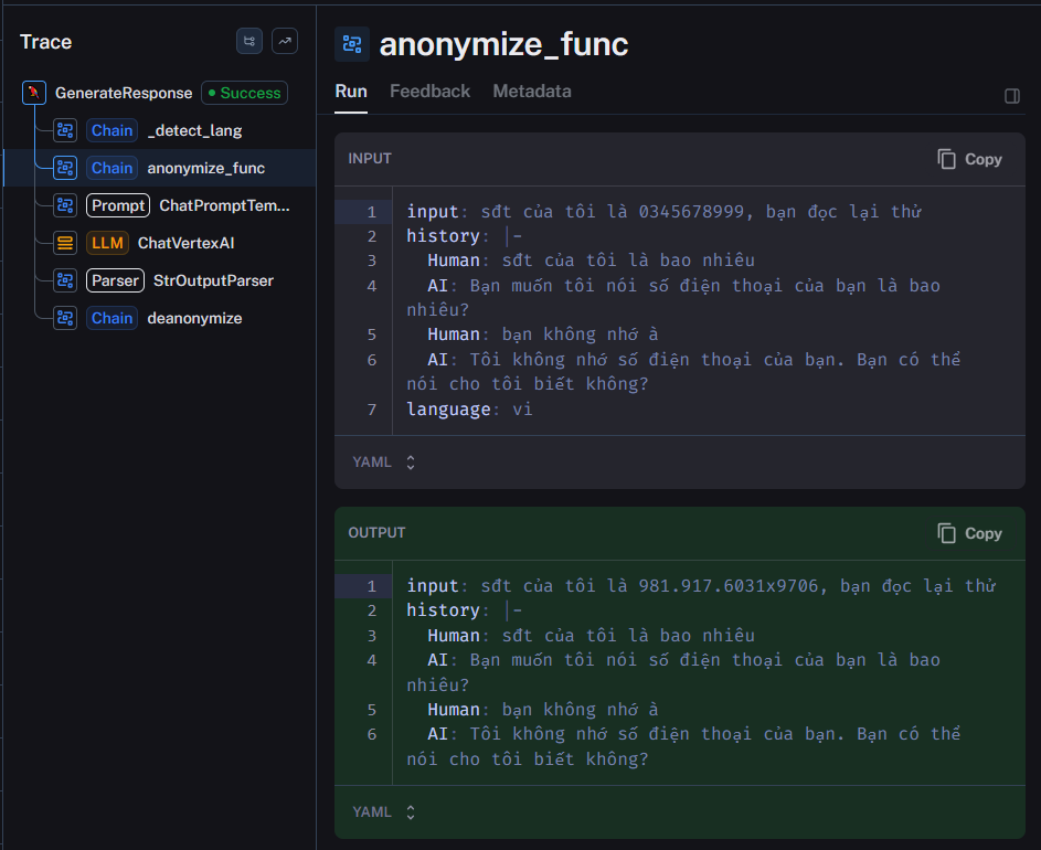Screenshot showing sensitive data before anonymization